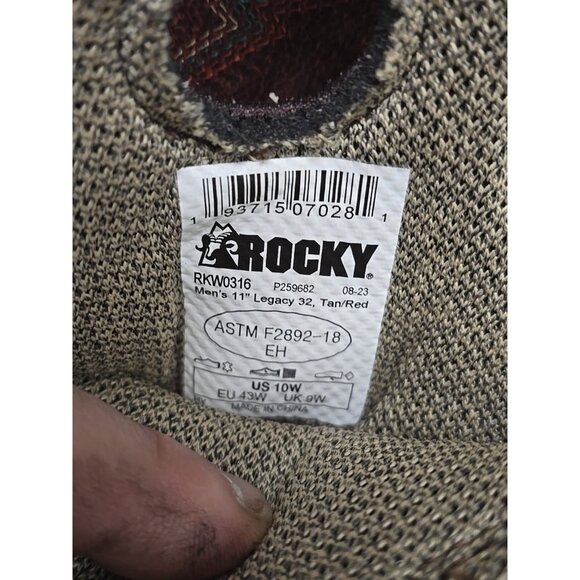 Rocky Men's 11" Waterproof Western Wellington Soft Toe Work Boot RKW0316 10W - Picture 7 of 7